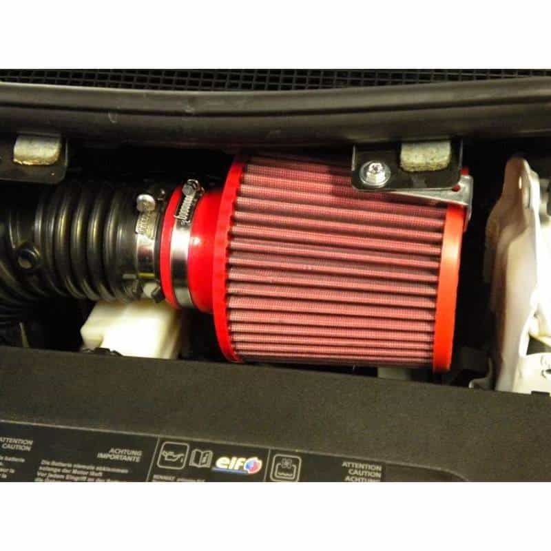 Filtro de aire cónico BMC de admisión directa, lavable y reutilizable;  específico para el Renault Megane II RS 2.0 de 225 cv del año 2004-2008
